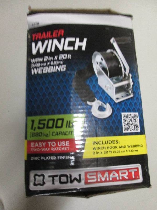 lot 62 image: trailer winch with 2x20ft webbing ...