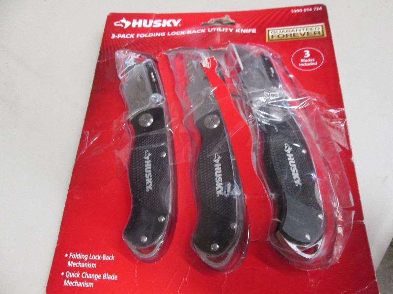 lot 95 image: husky 3 pack of folding lock back u...