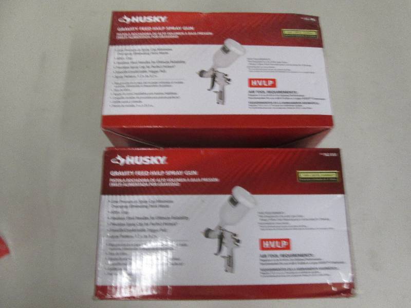 lot 105 image: 2 husky gravity feed hvlp spray gun...