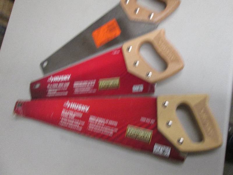 lot 114 image: lot of 3 husky hand saws 1 -20 and...