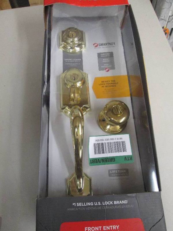 lot 121 image: kwikset front entry door handle and...