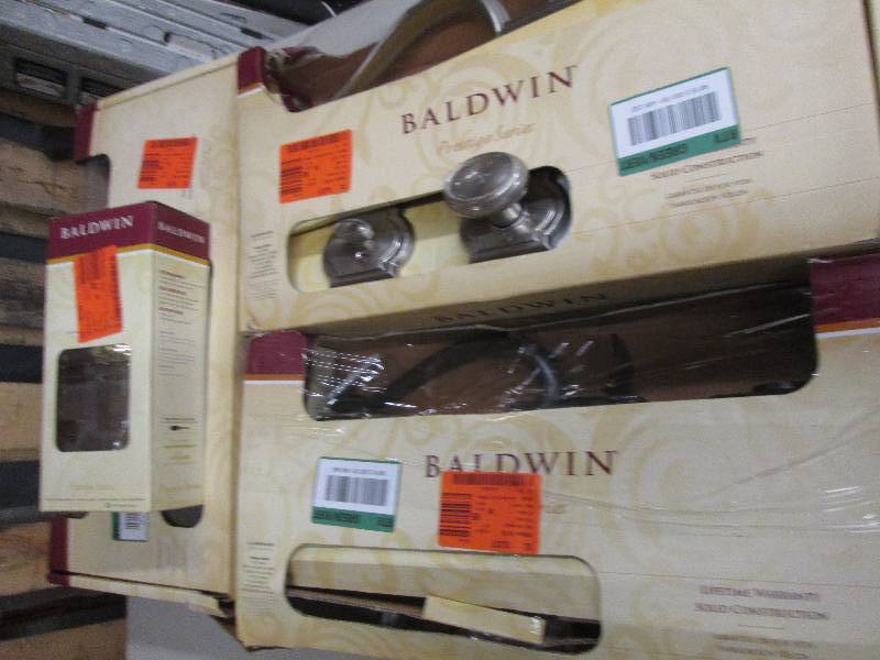 lot 143 image: 4 baldwin door handles open box may...