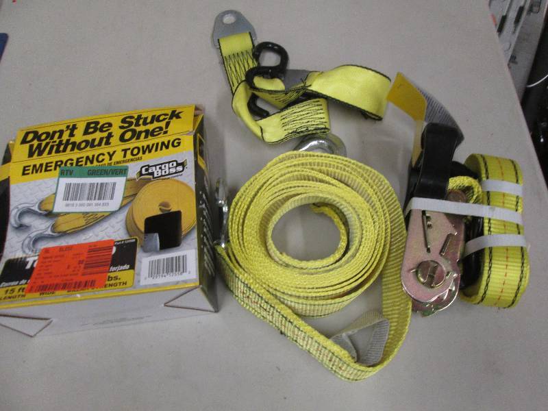 lot 150 image: 15 ft tow strap a  16 foot ratchet ...