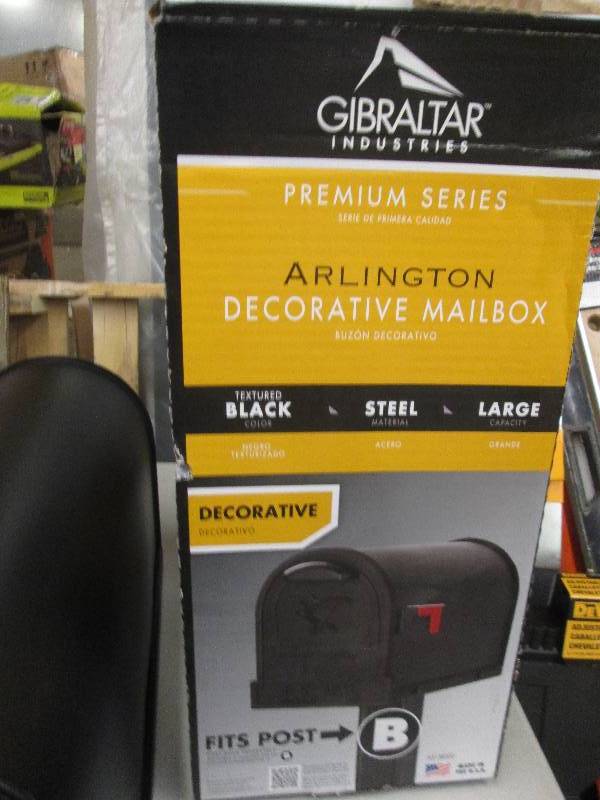 lot 177 image: large black gibraltar steel mailbox...