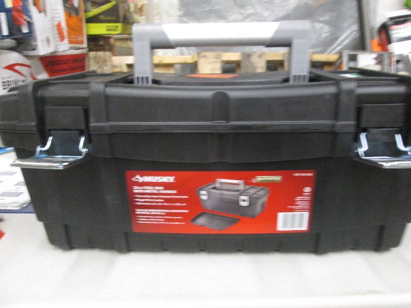 lot 179 image: husky 24 tool box with metal handl...