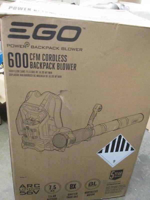 lot 183 image: ego 600 cordless back pack blower t...