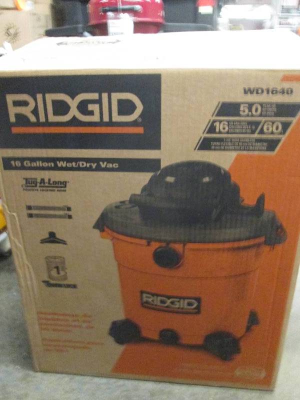 lot 187 image: ridgid 16 gallon wetdry vac open b...
