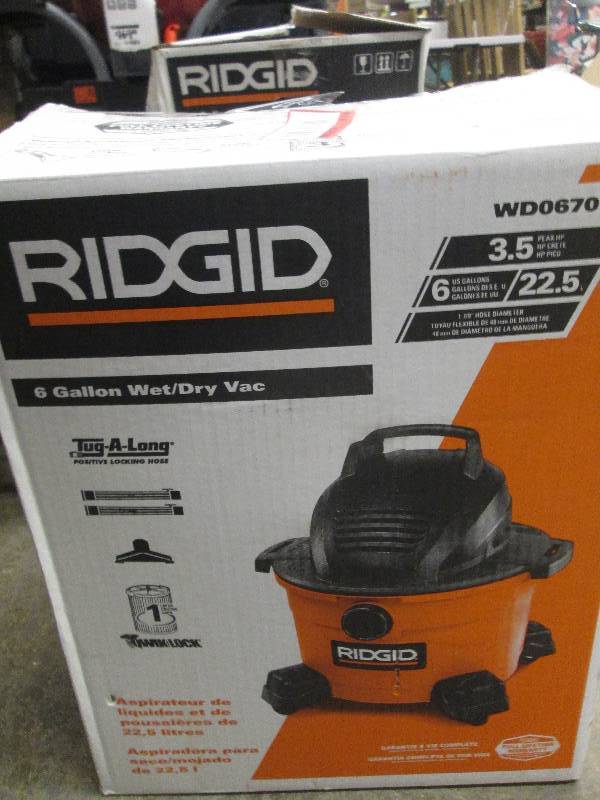 lot 191 image: ridgid 6 gallon wetdry vac does no...