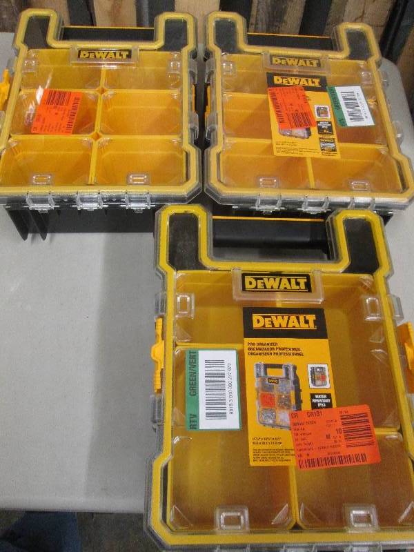 lot 307 image: 3 dewalt pro organizers open box ...