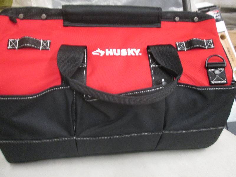 lot 322 image: husky 20 inch tool tote with magnet...