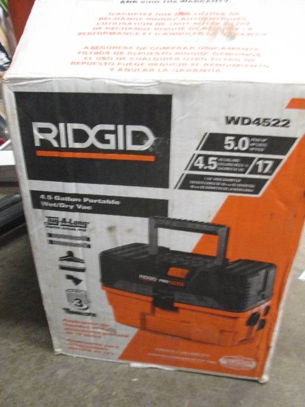 lot 327 image: ridgie 4.5 gallon wetdry vac open ...