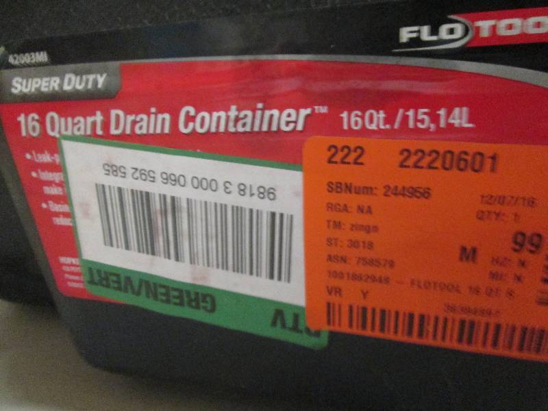 lot 371 image: 16 quart oil drail cantainer both l...