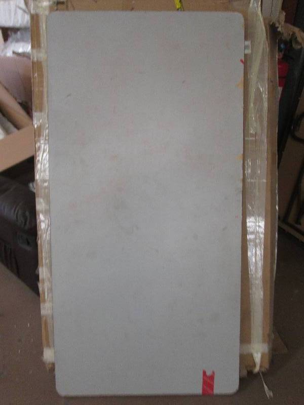 lot 420 image: 2 - 5 foot wood tables with metal f...