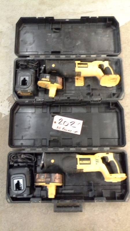 lot 202 image: (2) DeWalt DC385 Variable Speed Reciprocating Saws