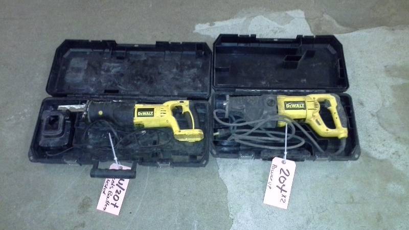 lot 204 image: Pair of DeWalt Reciprocating Saws