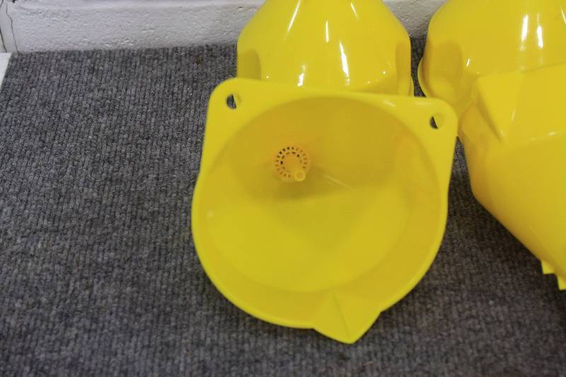 lot 67 image: Heavy Duty Plastic Yellow Funnels - 12 Qty
