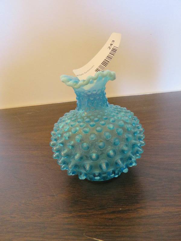 lot 243 image: Blue Hobnail Vase