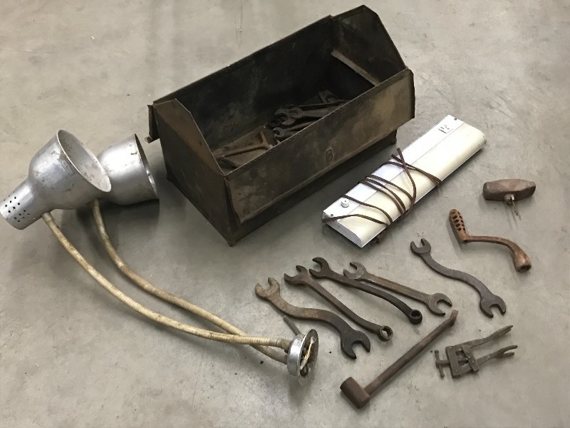 lot 91 image: Vintage Steel Toolbox With Assorted...