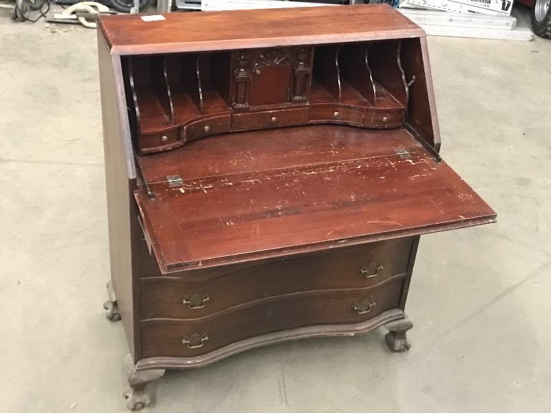 lot 96 image: Vintage Wood DresserSecretary ...