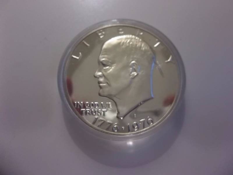 1976 S Ike Bicentennial Proof Silver Dollar In Air Tight Capsule