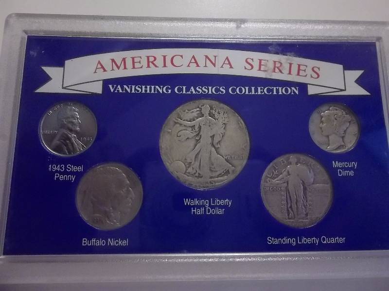 Americana Series Vanishing Coin Set Steel Lincoln, Buffalo Nickel, Walking Liberty, Standing Liberty & Mercury Dime