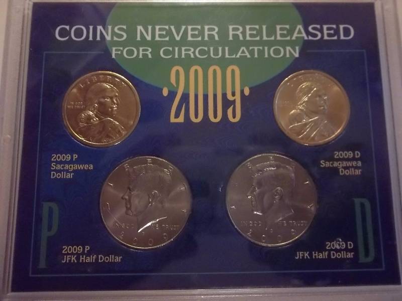 Coin Set Never Released For Circulation (2-Sacs & 2-JFKs) In Collector Case