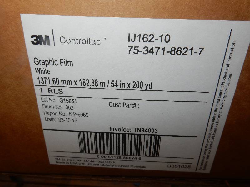 lot 100 image: 1 Roll, 3M White Graphic Film.. NEW BOX