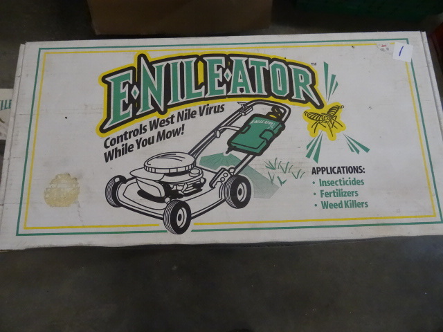 lot 1 image: NEW Qty 2 E-Nile-Ator Mower attachment to apply Insecticides, Fertilizers and Weed Killers while you mow. Retail $36 ea, $72 Total