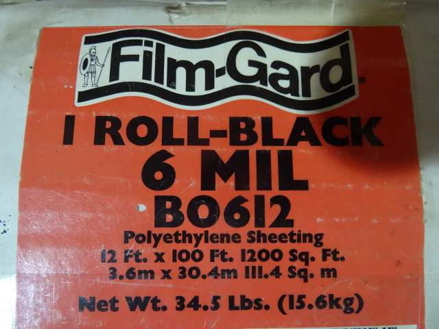 lot 20 image: NEW Roll Film Gard 6 mil Black Sheet Plastic 12x100 ft Retail $72