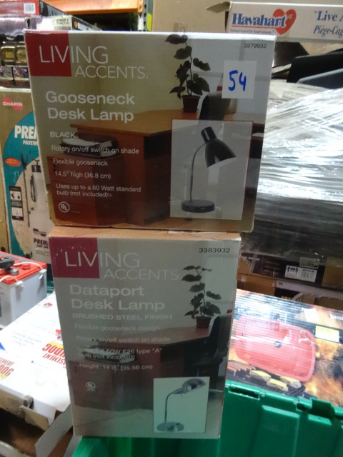 lot 54 image: NEW Qty 2 Desk Lamps by Living Accents Retail $48