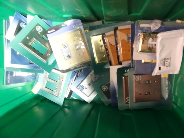 lot 88 image: NEW ENTIRE BIN Decorative Electrical Wall Plates. GREEN BIN NOT INCLUDED