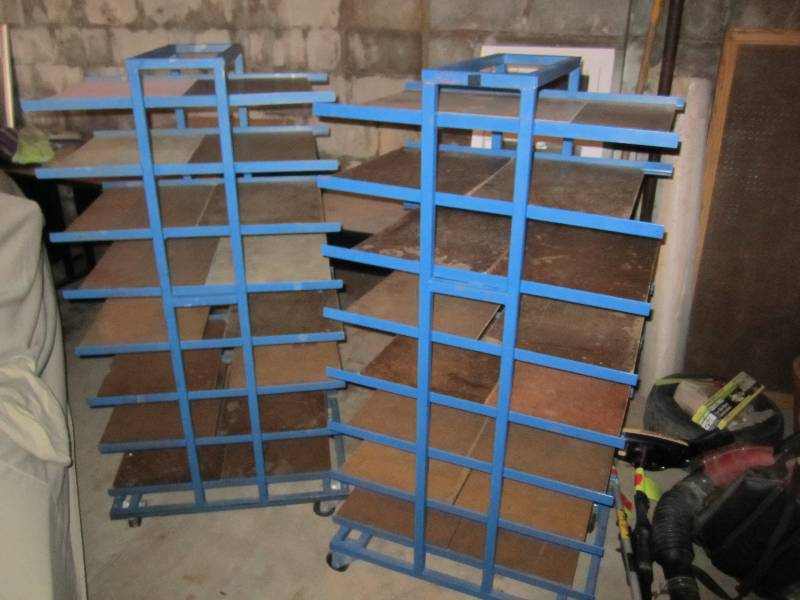 lot 32 image: 2 sorting carts on wheels, 58 tall...