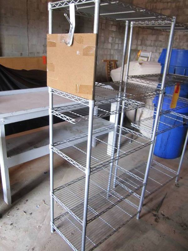 lot 35 image: Safco metal shelf 3 x 18  6 tall...
