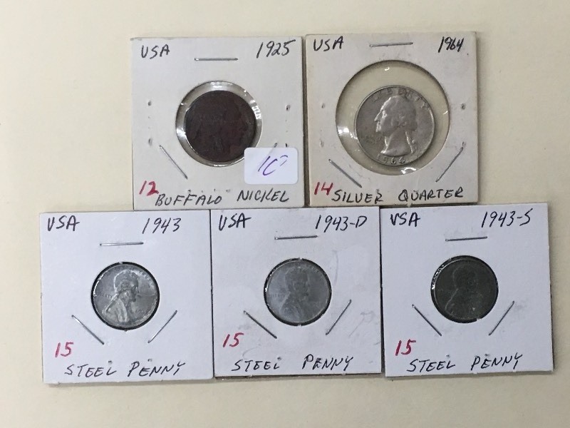 Lot Of 1925 Buffalo Nickel, 1964 S...