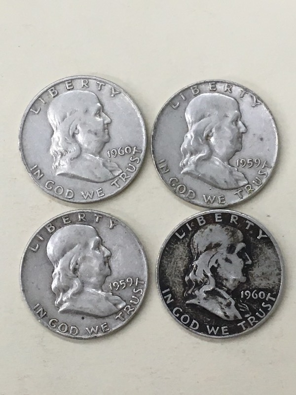 (4) Franklin Half Dollars (2) 1959...