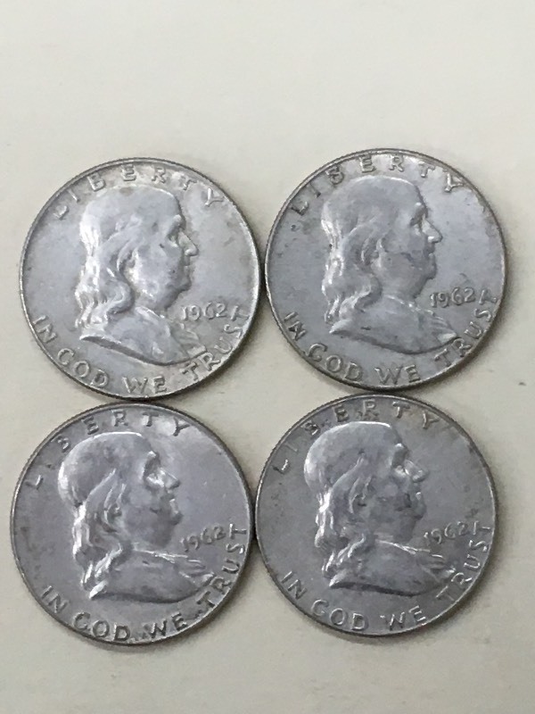 (4) Franklin Half Dollars All 1962...