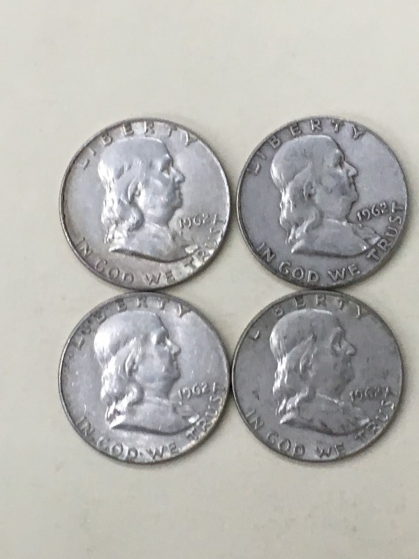 (4) Franklin Half Dollars All 1962...