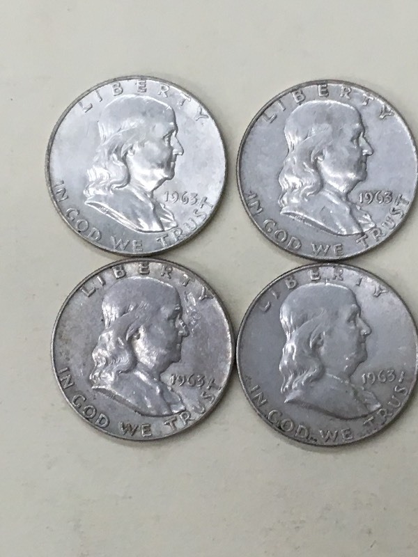 (4) Franklin Half Dollars All 1963...