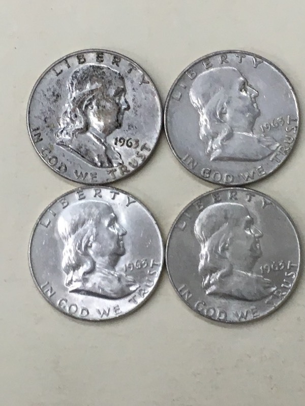 (4) Franklin Half Dollars All 1963...
