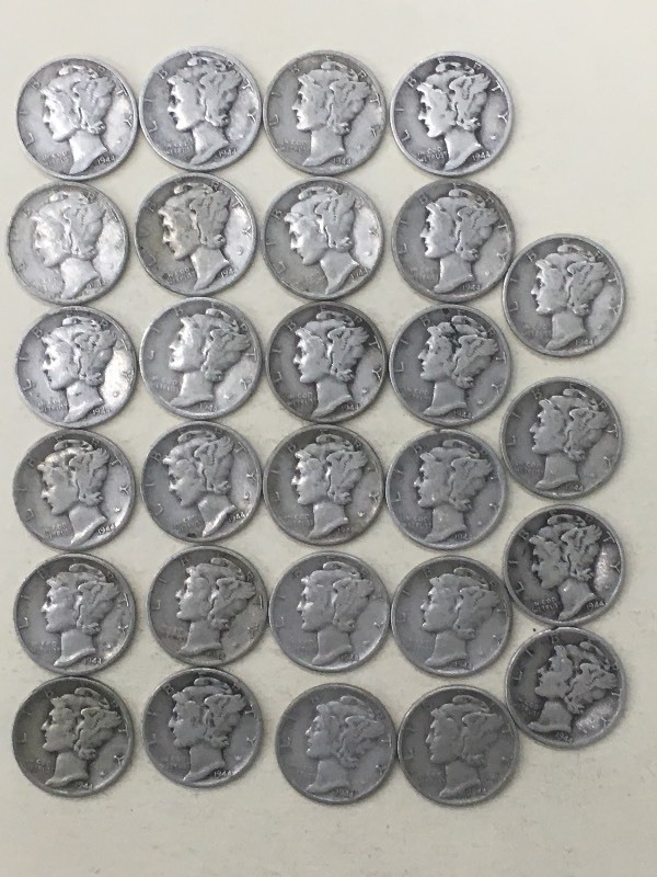 (28) 1944 Mercury Dimes ...