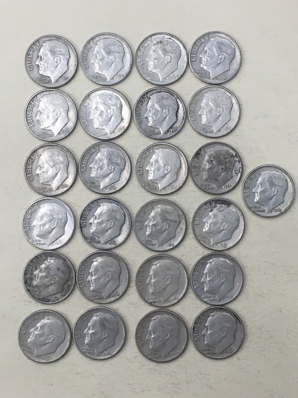 (25) Roosevelt Dimes (10) 1960, (1...