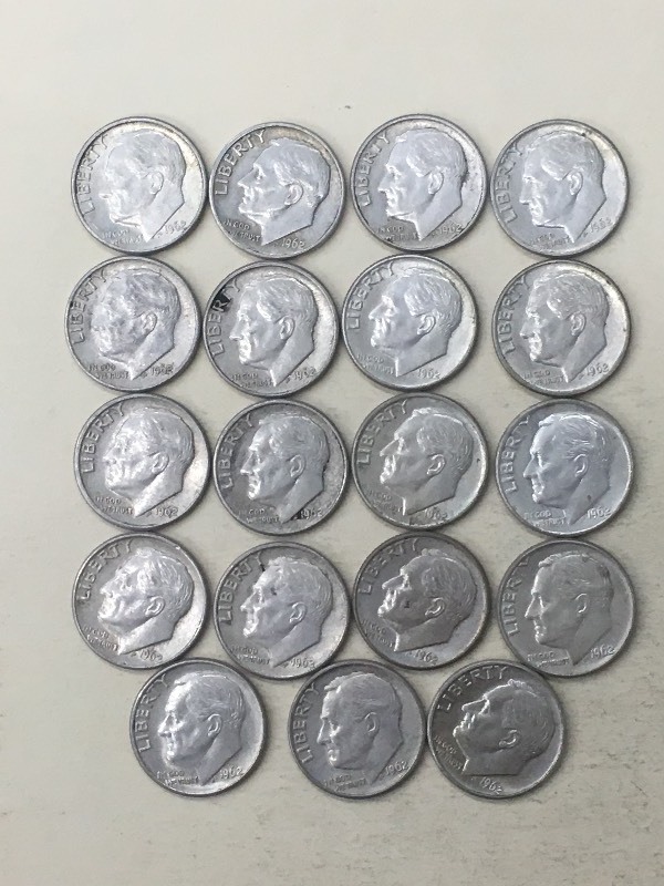 (19) Roosevelt Dimes All 1962 ...