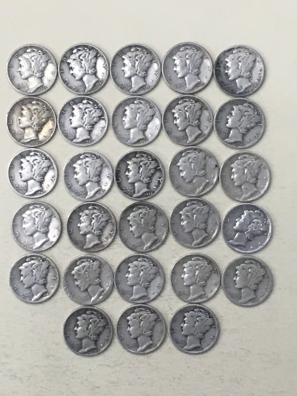 (28) Mercury Dimes All 1945 ...