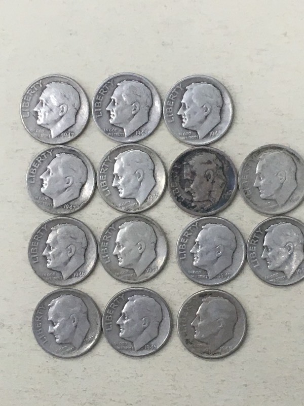 (14) Roosevelt Dimes (2) 1946, (6)...