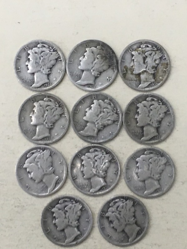 (11) Mercury Dimes All 1936 ...