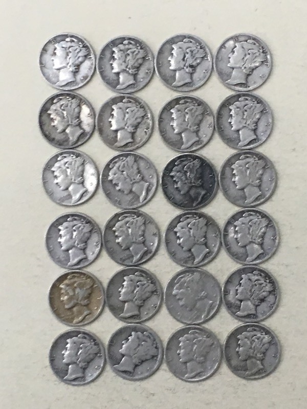 (24) Mercury Dimes (1) 1944, (12) ...