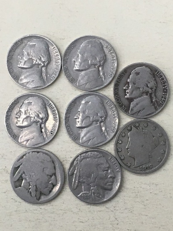 (8) Nickels 1935 Buffalo, No Date ...
