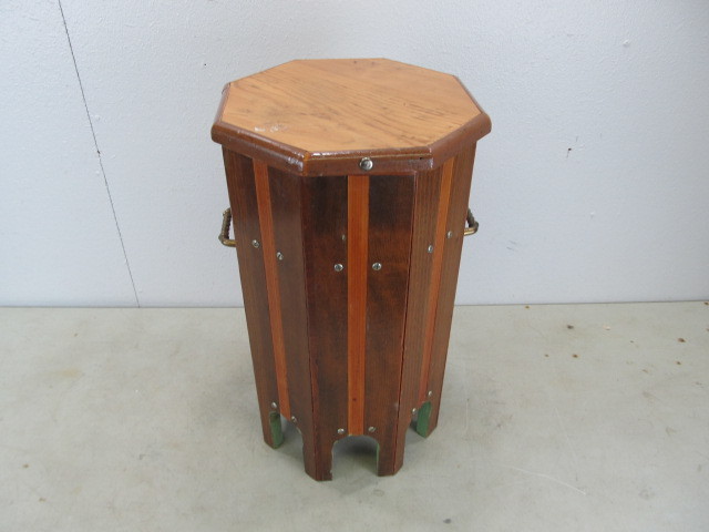 lot 5 image: Vintage Octagonal Cedar Spool Cabinet