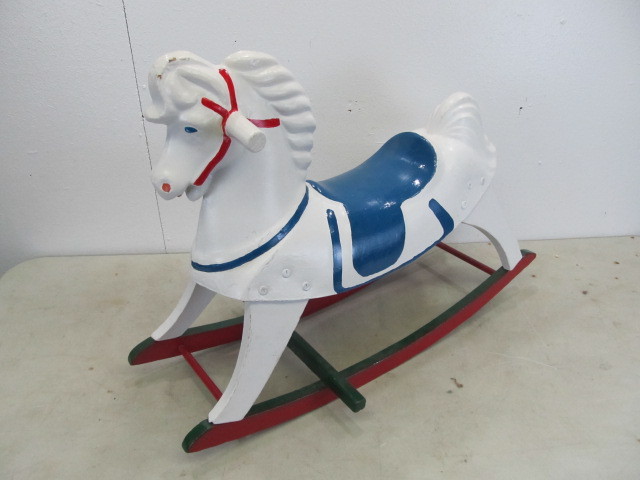 lot 13 image: Painted Vintage Childs Rocking Horse 
