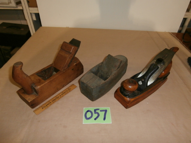 lot 57 image: Three Vintage Wood Body Planes.
